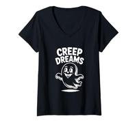 Donna Creep Dreams spettrali Vibrazioni di Halloween Maglietta con Collo a V