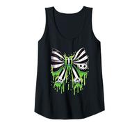 Donna Creepy Cute Green Slime Skull Bow Halloween Gothic Estetica Canotta