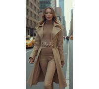 Donna Crema Cinghia Elastica Moda Cintura Anteriore Oro Metallo a Catenina