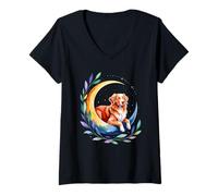 Donna Crescent Moon Nova Scotia Duck Tolling Retriever Toller Maglietta con Collo a V