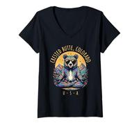 Donna Crested Butte CO - Orso Astratto Chill Zen Yoga Design Maglietta con Collo a V