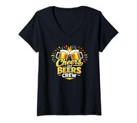 Donna Crew di Cheers And Beers - Divertente Squadra di Bevitori Maglietta con Collo a V