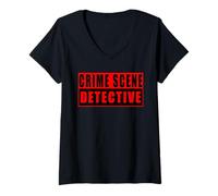 Donna Crime Scene Detective Maglietta con Collo a V