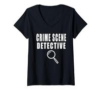Donna Crime Scene Detective Maglietta con Collo a V