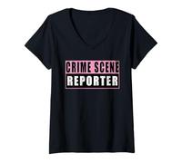 Donna Crime Scene Reporter Maglietta con Collo a V