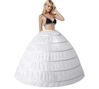 Donna Crinoline Petticoat Sottogonna Gonna Ball Gown 6 Hoop Skirt Tromba Scivolo per Abito da Sposa 6 Cerchio Crinolina Rockabilly Sottoveste per Hallowen Matrimonio Carnevale(Bianco,48)