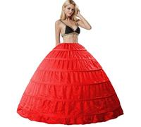 Donna Crinoline Petticoat Sposa Sottogonna 6 Hoop Cerchio Crinolina Cerchi Sottogonna Sottoveste da Sposa Wedding Petticoat Abiti da Sposa Sottovesti Sottoveste for Gonna Ball Gown Prom(Rosso)