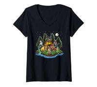 Donna Criptozoologia Creature Criptide Mostri Bigfoot Loch Ness Maglietta con Collo a V