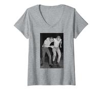 Donna Crisis Punk Skinheads Rock Contro Il Razzismo Virginia Turbett Maglietta con Collo a V