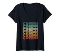 Donna CRISPR Cas9 Vintage Retro Biologia Scienza Maglietta con Collo a V
