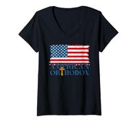 Donna Cristianesimo Ortodosso Americano Ortodosso Orientale Maglietta con Collo a V