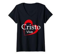 Donna Cristo Vive | Christ Lives Maglietta con Collo a V