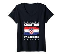 Donna Croatian by Marriage Croatian Wife Husband Croatia Flag Maglietta con Collo a V