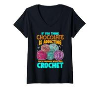 Donna Crochet Theme Design Meme for Crochet Lovers Maglietta con Collo a V