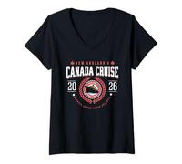 Donna Crociera in Canada New England 2026 Vacanze Souvenir Maglietta con Collo a V