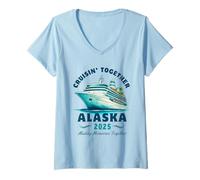 Donna Crociera Insieme Alaska 2025 Viaggio in Famiglia Maglietta con Collo a V