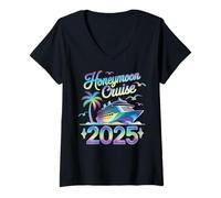 Donna Crociera luna di miele 2025 Vacanze Matrimonio Novelli Sposi Viaggio estivo Maglietta con Collo a V