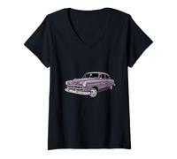 Donna Crosley Catalog - Stile vintage per appassionati di auto d'epoca Maglietta con Collo a V