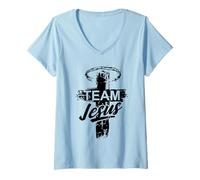Donna Cross Faith Religious Jesus Cross Team Jesus Christian Maglietta con Collo a V