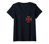 Donna Cross Pattee - Christian Order of The Red Cross - Templare Maglietta con Collo a V