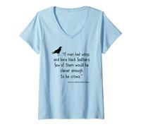 Donna Crow Shirt If Men Had Wings Clever Crow Citazione Maglietta con Collo a V