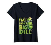 Donna Crown Pickle Lover I'm Kind of BigDill Snack Cetriolo Maglietta con Collo a V
