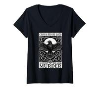 Donna Crows Before Bros Gothic Crow Witch Goth Raven Witchy Witchy Women Maglietta con Collo a V