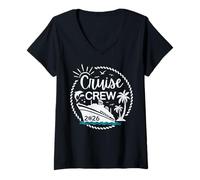 Donna Cruise Crew 2026 Family and Friends Cruises Group Vacation Maglietta con Collo a V