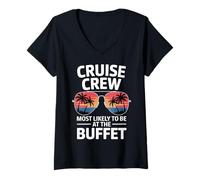 Donna Cruise Crew Most Probabilmente Al Buffet Design Divertente Maglietta con Collo a V