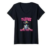 Donna Cruise Duck Please Come Find Me I'm Hiding Searching Fun Maglietta con Collo a V