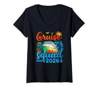 Donna Cruise Squad 2026 Gruppo Familiare Corrispondente Vacanza Crociera Maglietta con Collo a V