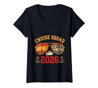 Donna Cruise Squad Barcellona Viaggio Vacanze Souvenir 2026 Maglietta con Collo a V