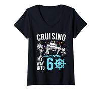 Donna Cruising My Way Into 60th Birthday Cruise 60 Anni Maglietta con Collo a V
