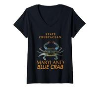 Donna Crustacean Callinectes sapidus del Territorio del Maryland Maglietta con Collo a V