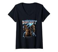 Donna Cryptid Metalcore Heavy Metal Music Band Sasquatch Bigfoot Maglietta con Collo a V