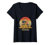 Donna Crypto Dad Design Bitcoin Investor Gift HODL Legend Bitcoin Maglietta con Collo a V