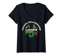 Donna Crypto Traders Bitcoin Investor - Crypto Millionaire Caricamento Maglietta con Collo a V