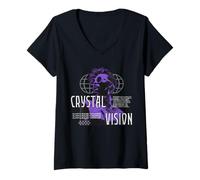Donna Crystal Vision - Abbigliamento da Strada Y2K Maglietta con Collo a V