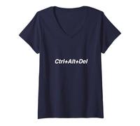 Donna Ctrl+Alt+Canc Maglietta con Collo a V