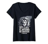 Donna Cuando Dios Te Respalda El Infierno Retrocede - Versetto Maglietta con Collo a V