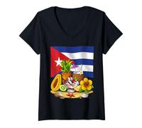 Donna Cuba Bandiera Fiero eredità Cubana Patriota Cubano Radici Maglietta con Collo a V