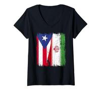 Donna Cuba Iran Mezza Bandiera Cuba Maglia Iraniana Maglietta con Collo a V