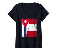 Donna Cuba Perù Half Flag Cuban Peruvian Heritage Jersey Maglietta con Collo a V