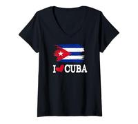 Donna Cuban Flag Cuba T-Shirt Miami Spanish Cuban Maglietta con Collo a V