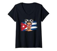 Donna Cubanita, Ragazza Cubana, Mese del Patrimonio ispanico, Bandiera di Cuba, da Donna Maglietta con Collo a V