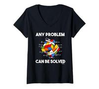 Donna Cubo magico Rubik Cube Magic Cubo Retro Rubi Vintage Nerd Maglietta con Collo a V