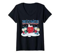 Donna Cuccia per Cani Peanuts Xmas Snoopy Charlie Sally Lucy Holiday Fun Maglietta con Collo a V