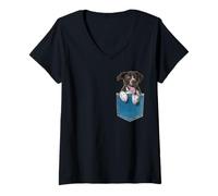 Donna Cucciolo puntatore Tedesco a Pelo Corto in Una Tasca Maglietta con Collo a V