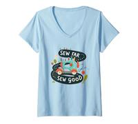 Donna Cuci Lontano per Gli Appassionati di Cucito e Gli Artigiani Maglietta con Collo a V