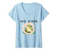 Donna Cue Frog Pixel for America Political Protest Design No King Maglietta con Collo a V